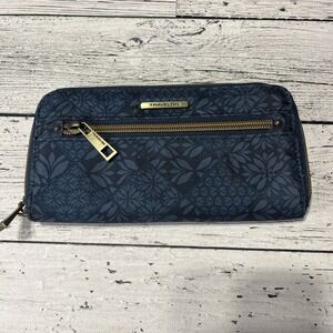 Travelon RFID Zip Around Wallet Wristlet Clutch Blue Floral Travel Multi Pockets